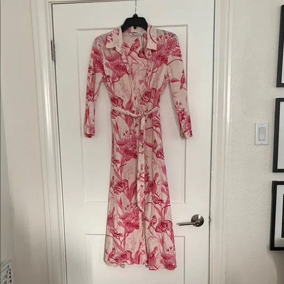 Zara | Dresses | Zara Floral Pink Long Sleeve Dress | Poshmark